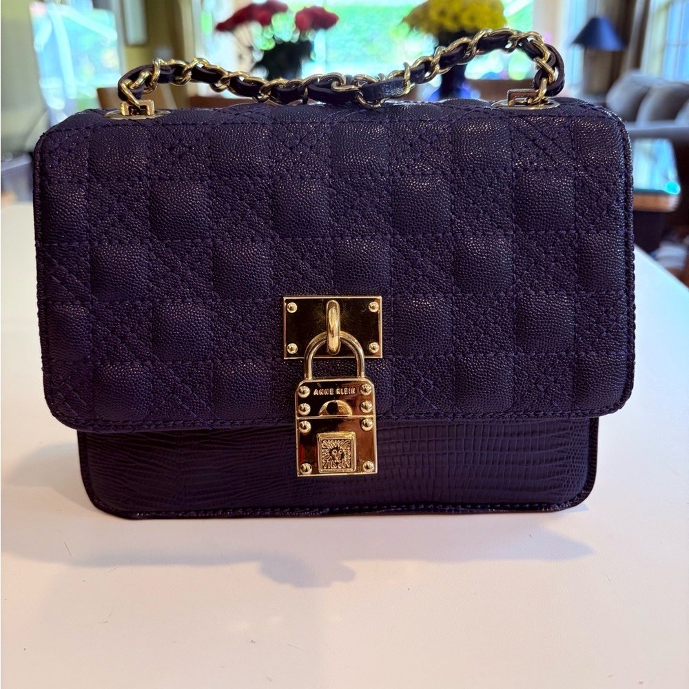 Navy Blue Anne Klein Quilted Navy Handbag